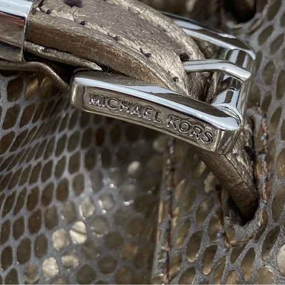 Michael Kors Edie Gold Snakeskin Print Hobo Shoulder Handbag - Picture 7 of 12